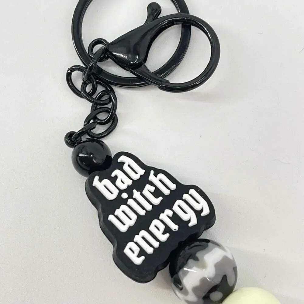 Keychain purse charm Beaded Keychain For Women, Silicone bead Bad Witch Energy